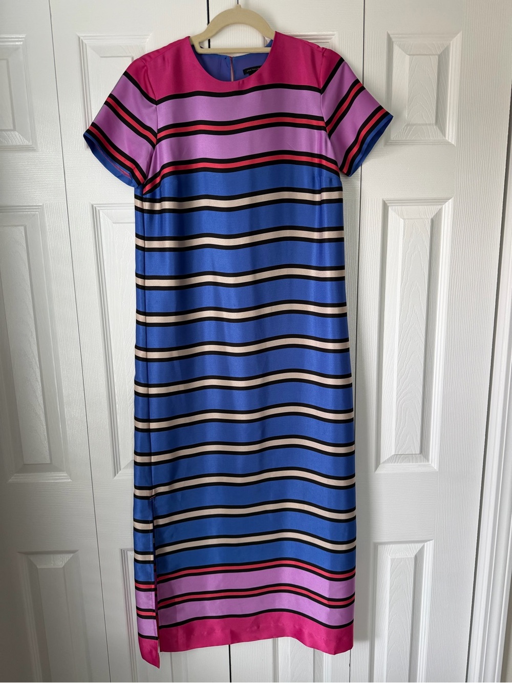 Ann Taylor Pink, Purple and Blue Striped Maxi Dress